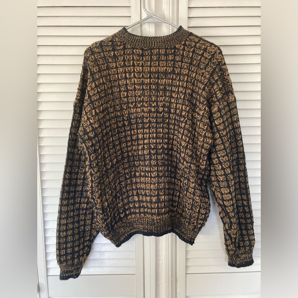 Vintage Anchor Blue Men Size Large Crewneck Sweater Textured 3D Knit 80's Retro - Picture 3 of 11